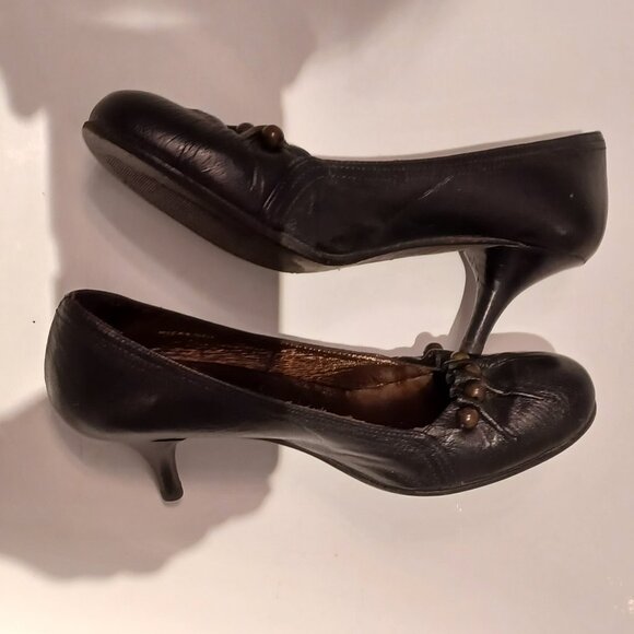 All leather crinkly black heels - Picture 4 of 8